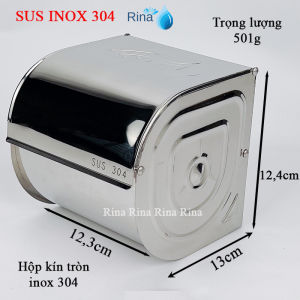 Hộp đựng giấy vệ sinh inox 304 Hộp kín tròn inox 304 dày Hộp giấy vệ sinh trong nhà tắm Rina