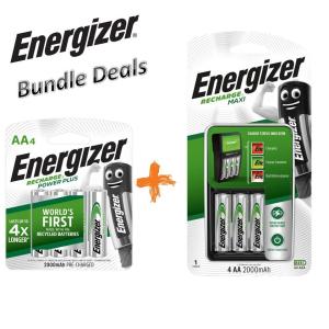 (Bundle Deals) Energizer Recharge Maxi Charger CHVCM4 + Recharge Power Plus AA (4pcs)