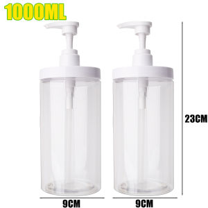 2Pcs 500/1000ml Pump Bottle Dispenser Wide Mouth Clear Shower Soap Dispenser Refillable PET Storage Bottle