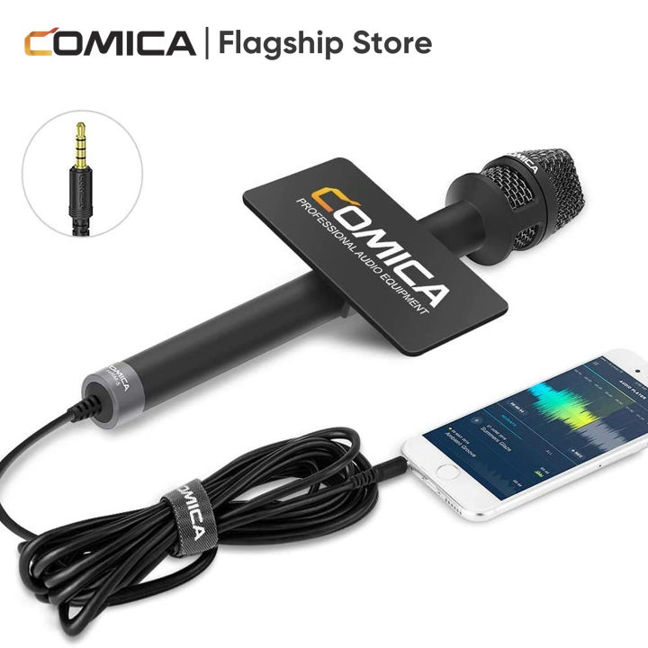 Comica HRM-S Handheld Cardioid Microphone - 3.5mm TRRS Interview Mic For Smartphones & Cameras