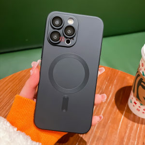 Magsafe Case Matte iPhone 14 13 Pro Max 14 13 Pro 14 Plus 14 Support WIreless Charging Casing Silikon Soft Case Cover Cat Metalik Magnetis Pengisi Daya Nirkabel Ultra Thin Dengan Lens Cmaera Protection