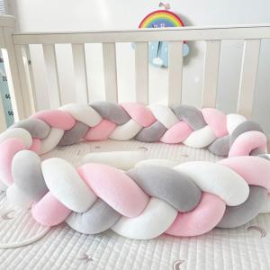 2M/3M Baby Bed Bumper Handmade Knot Braid Bumper Crib Anti-collision Room Decor Infant Cradle Cot Protector Plush Pillow Cushion