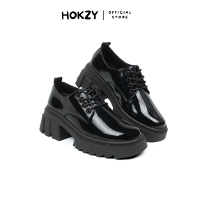 Sepatu Pantofel Wanita HOKZY TALIA - Sepatu Loafers Wanita Korean Style Shoes Kantoran Black