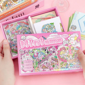 Miniature Scene Collection Book Landscaping Stickers 3D Cabin Girl Childrens Toys DIY Handbook Stickers