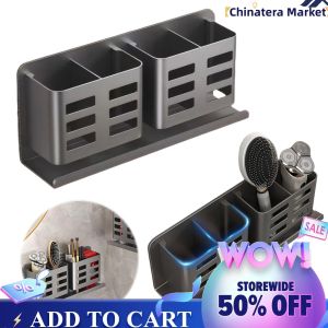 Aluminum Wall-Mounted Toothbrush Holder with Drainage for Bathroom Storage Durable Silver Finish