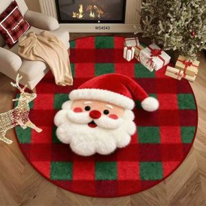 FOUNDTWO Ông già Noel Thảm Giáng Sinh In phẳng 2D Chuông cây Thảm 3D ảo ảnh Đồ trang trí ngày lễ Nhung Thảm cửa Giáng Sinh Phòng khách