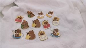 Stylish Elegant Color Capybaras Alloy Keychain Charm Pendant Versatile Dress Up Charm Accessory for Everyday Use