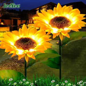 JeeYee LED Solar Light Garden Lights Solar Artificial Hydrangea Simulation Flower Sunflower Flowers Lights Outdoor Waterproof for Home Garden Courtyard Decoration Lawn Lamp 太阳能草坪灯