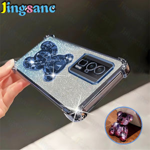 Jingsanc cho POCO F5 Pro Vỏ điện thoại rõ ràng bốn góc chống rơi flah giấy lấp lánh chân đỡ chủ Ốp lưng TPU vỏ A59-2