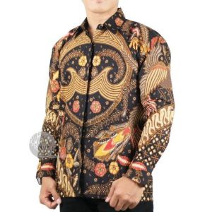HEM BATIK PRIA BATIK SOLO BLANGKON COKLAT LAPIS FURING KATUN HALUS | KEMEJA BATIK LENGAN PANJANG