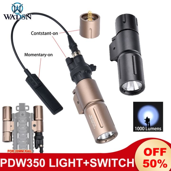 Lampe Tactique WADSN PL350-PLHv2 1000 Lumens - Pour Arme, Airsoft, Montage Picatinny, Aluminium - Neuf