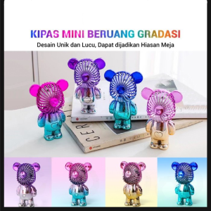 KIPAS MINI PORTABLE KARAKTER BERUANG - KIPAS ANGIN GENGGAM BONEKA METALIC