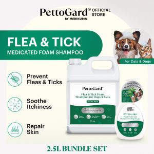 PettoGard Flea & Tick Foam Shampoo for Dogs & Cats 2.5L Bundle (for pest infestation skin problems suitable for daily use) [MEDIKURIN]