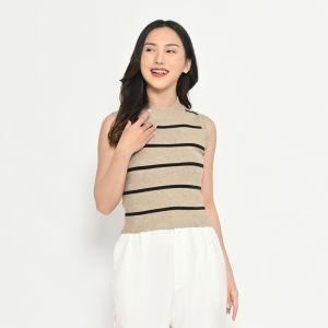 QUEENTIN Tanktop Wanita Rajut 312-1 Cotton Wool Slub Knit Tanpa Lengan
