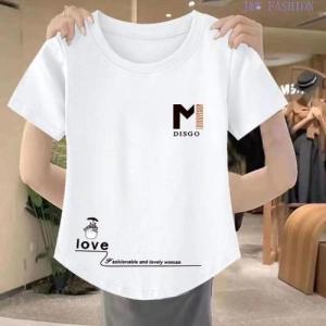 Qiqi Woman Heart Printed Blouse Solid Color Round-neck T-shirt Loose Fit Casual Top Simple  2305