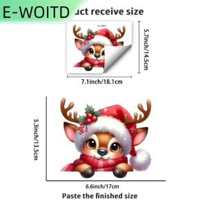 【E-WOITD】 สติกเกอร์ติดผนังรูปกวางวิญญาณของซานตาคลอสสติกเกอร์สวิตช์คริสต์มาสเทศกาลห้องนอนห้องนั่งเล่นของตกแต่งบ้านแบบมีกาวในตัวรูปลอกปีใหม่