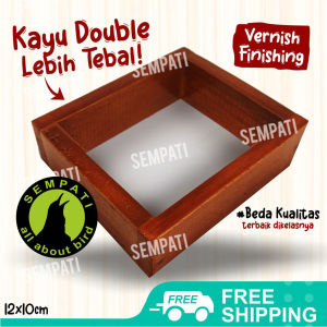 SEMPATI Tempat Makan Burung Merpati Wadah Pakan Minum Burung Kotak Makan Merpati Balap Kotak Kayu 1 Lubang Cepuk Wadah Makanan Merpati Perkutut KT1LBG