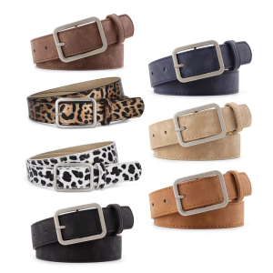 Slim Faux Leather Belt For Women Adjustable Waist Strap Silver Buckles Fashion Accessory