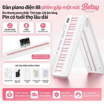 Đàn Piano Điện BETSY Gấp Gọn - 88 Phím Nặng Cảm Lực - Kết Nối Bluetooth - Dễ Dàng Mang Đi - Siêu Đẹp - Bền