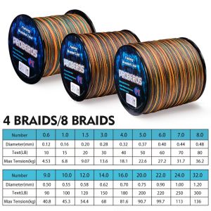 PROBEROS 500m Strong 4X PE Line Casting Japan Multifilament 4 Strands Braid Fishing Line 10/20/30/40/50/60/80/100LB Carp Fish Line Saltwater Fishing Tackle