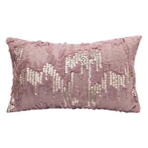 Decorative Pillow Cover Faux Rabbit Furs Cushions Case Cover with Luxurious Sequins Embroidery for Touch of Elegances