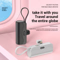 Capsule Mini Power Bank 2 in 1 fast charging power bank 5000mAh/20000mAh Built-in Cable Type C/iPhone Small Portable. 