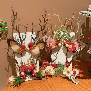 Liplasting ตกแต่งคริสต์มาสที่สวยงามเป็นพิเศษ กิ๊บติดผมคริสต์มาส2026ชิ้นแพ็ค2ชิ้นเขากวางซานต้าคริสต์มาสเทศกาลคริสต์มาส Bojind