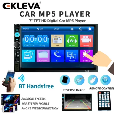 Ekleva Phổ 2DIN Đài Phát Thanh Xe Hơi 7 Inch HD Màn Hình Cảm Ứng Đa Phương Tiện MP5 Player 12V 2DIN Âm Thanh Tự Động Máy Nghe Nhạc Stereo Cho Xe Ô Tô Hỗ Trợ USB Bluetooth TF FM