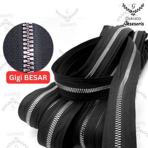 Daun Resleting BESI (2 Arah - GIGI BESAR) BESI No. 5B Nekel - Aksesoris Tas (IMPORT)