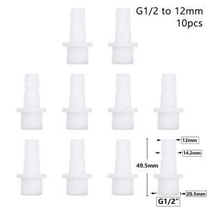 LUMINOU 1/10Pcs Phụ kiện đường ống Đầu nối ống 4/6/8/10/12/14/16/18/20mm Hệ thống tưới nhỏ giọt Khớp nối ống Nhựa 1/2 inch chủ đề để barb