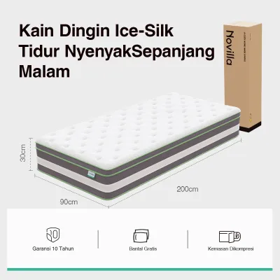 [Kain Pendingin] Novilla Kasur Spring Kasur Lantai Tebal Empuk GRATIS Bantal Ukuran Kasur 90x200 120x200 160x200 180x200 Kasur Berkualitas