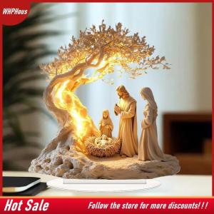 【COD】🔥🔥🔥 2D Flat Acrylic Nativity Birth Scene Ornament Tabletop Decoration Christmas Desk