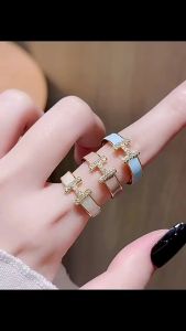 Adjustable H Initial Ring with Enamel Detailing – A Stylish Accessory for Women Perfect as a Gift for Your Girlfriend