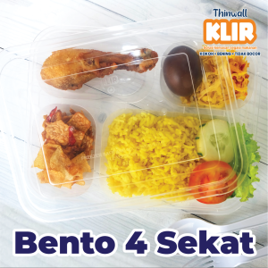 Thinwall Bento Sekat 4 Kotak Makan KLIR - Anti Pecah (25 PCS)