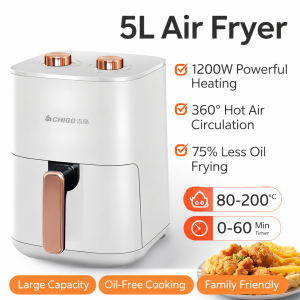 Air Fryer 5L Large Capacity Oven 360 Viewing Window Digital Touchscreen Oilless Healthy Cooker Smart Non-Stick Fryer