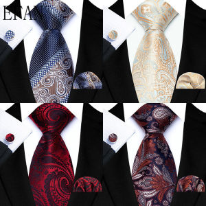 New Arrivals 8cm Paisley Flower Tie NECKTIE EXCLUSIVE 3 Pieces Set Business Formal Necktie 25cm Handkerchief Cufflinks Mens Necktie Gift