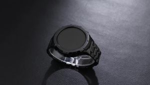 Stainless Steel Band and Case Compatible with Samsung Galaxy Watch 5/4 44mm BAITEYOU Rugged Metal Strap with Cover for Samsung Galaxy 5/4 44mm Luxury Bracelet for Men. Black