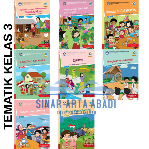 Buku tematik SD kelas 3 tema 1 2 3 4 5 6 7 8 kurikulum 2013 revisi 2017 ...
