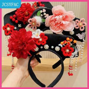 JCSYFAC Hoa Trung Quốc Phong Cách Mũ Nón Tua Ngọc Trai Cổ Phong Cách Headband Công Chúa Tóc Hoop Hanfu Mũ Hanfu Tóc Clip Phụ Nữ