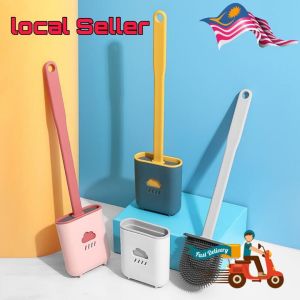 Silicone Toilet Brush With Handle Set and Wall Hanging Stick Creative Nordic Style Brush