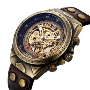 Retro Style Men Automatic Mechanical Watch Skeleton Steampun