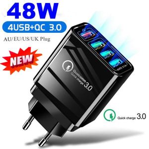 QC 3.0 Quick Charge 48W 4 USB Ports Adapter USB Charger EU/US/UK Plug Wall Charger Mobile Phone Fast Charger Home Wall Charger Travel Adapter