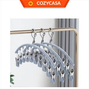 【COZYCASA】Premium Windproof Sock Drying Hanger Stainless Steel Non-marking Clips Clothes Underwear Plastic Drying Rack