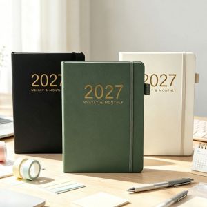 GOFIDIN A5 Sổ Lịch Năm 2027 Lời Nhắc Nhở Từ Người Lập Kế Hoạch PU có vân Sổ Kế Hoạch Hàng Ngày Di động Danh sách việc cần làm Sổ Lịch Sự Vật tư văn phòng