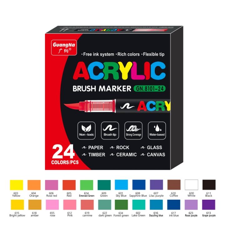 %F0%9F%94%A512/24Pcs%20Acrylic%20Paint%20Pens%20Markers%20Brush%20Tip%20Paint%20Markers%20for%20Rock%20Painting%20Wood%20Canvas%20Stone%20DIY%20Crafts%20-%20Image%2010