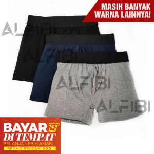 1Pcs CD Celana Dalam Boxer Pria Polos ALFIBIxBEJO 100% Bahan Spandex KATUN Ukuran Remaja Dewasa Big Size MLXLXXL Termurah di Indonesia - Underwear - Kolor Pria - Boxer Rebahan - Kualitas Terbaik Suplier RESMI ALFIBI
