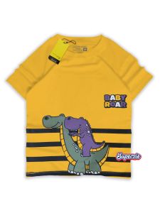 Baju anak laki laki animals dino Atasan kaos anak cowok kaos oblong tyrex 2DINOGARIS MUSTARD Abadigrosir bandung