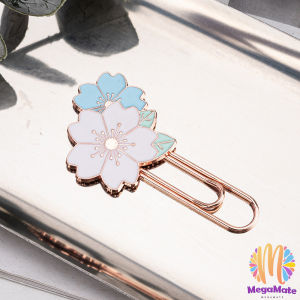 MegaMate 1 ชิ้น ลวดเสียบกระดาษ ที่คั่นหนังสือลายซากุระ คลิปหนีบกระดาษโลหะ Paperclip