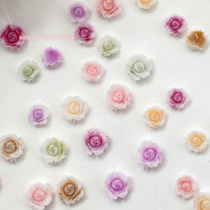 50pcs moon rose manicure accessories mixed size blended vintage resin carved camellia flowers 月季玫瑰花美甲饰品大小混装晕染复古树脂雕刻山茶花朵