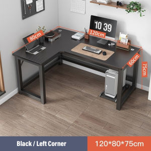 【In Stock】L-Shaped Computer Table Coner Study Table 120/140CM Office Table Stable Durable For Study Play Work Sturdy Steel Frame Stable Load-bearing Solid Wood Large Desktop